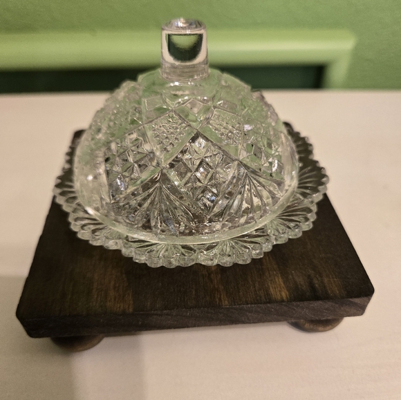 Vintage Anchor Hocking clear pineapple butter/cheese dish 1960s - Picture 1 of 4
